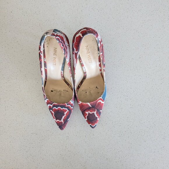 Red Floral Nine West Tatiana pointy toe heel - Picture 5 of 7